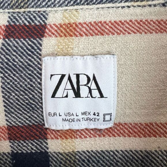 Zara Men's Plaid Flannel Button-Down Shirt Multicolor Size L - Picture 5 of 7